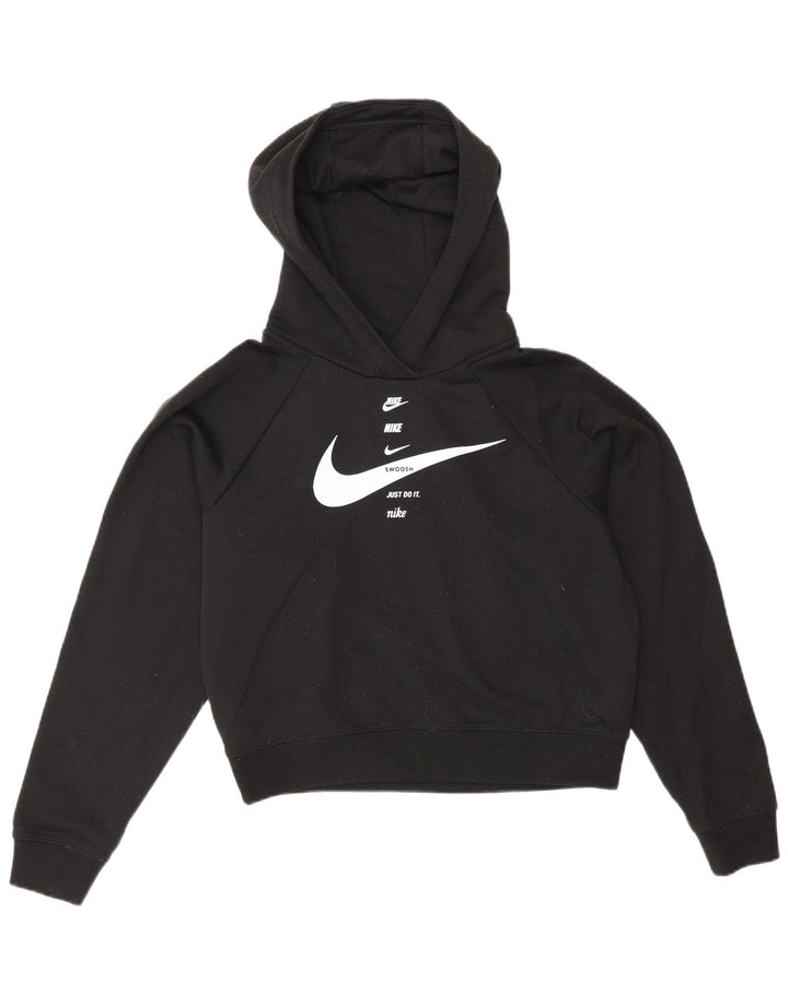 Nike Grafisk Oversized Hoodie Jumper til kvinder UK 6 XS Sort Polyester