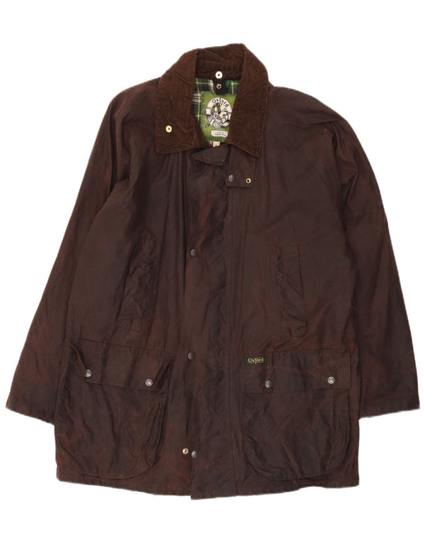 Oxford Herre Loose Fit vokset bomuldsjakke UK 36 Small Brown