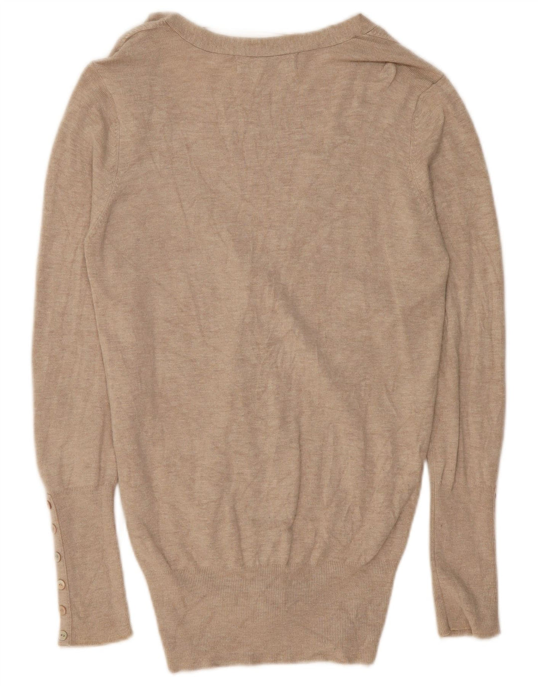 Zara Dame Cardigan Sweater UK 12 Medium Beige Rayon