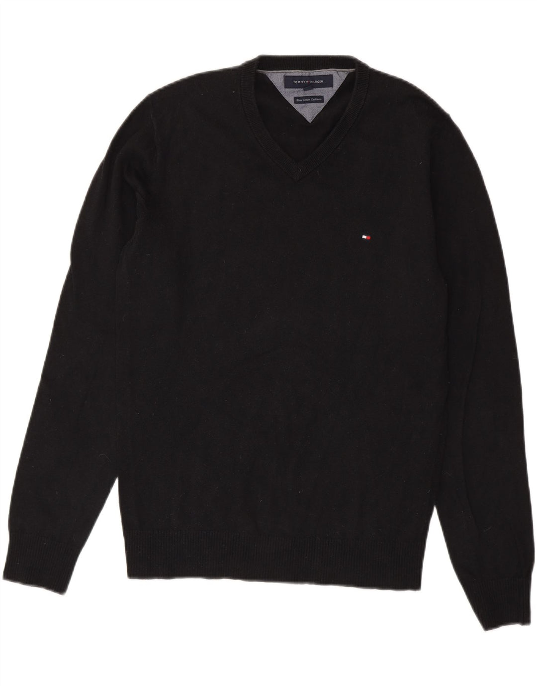 TOMMY HILFIGER Herre V-hals sweater Lille sort bomuld