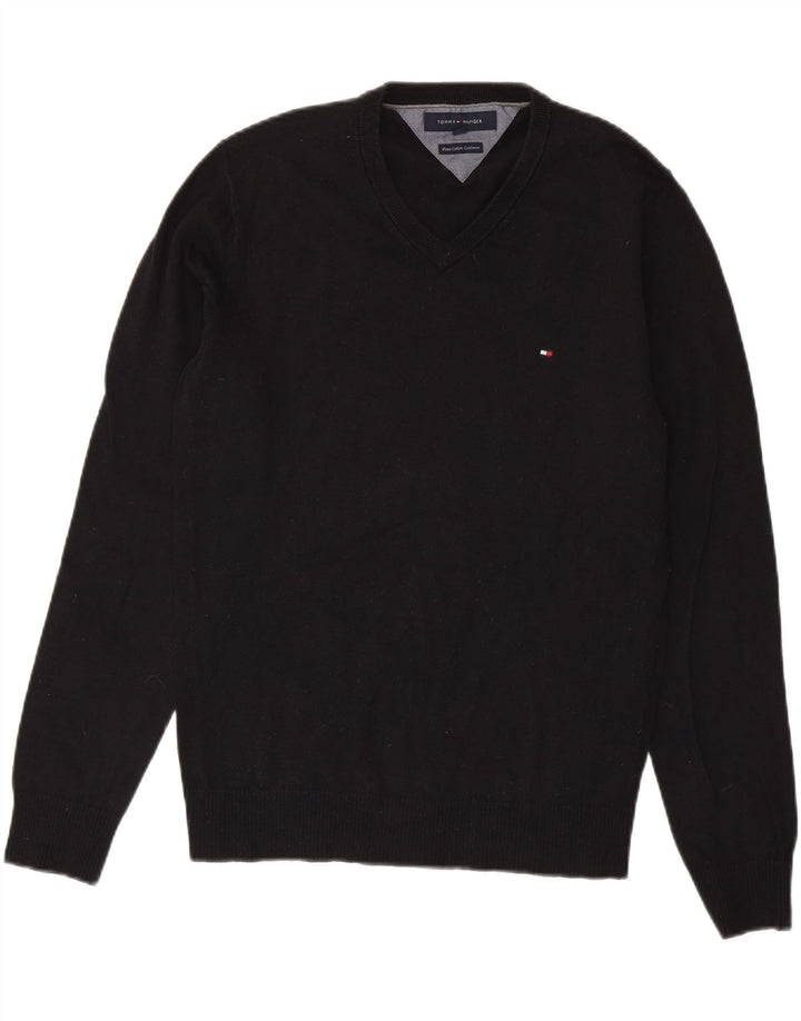 TOMMY HILFIGER Herre V-hals sweater Lille sort bomuld