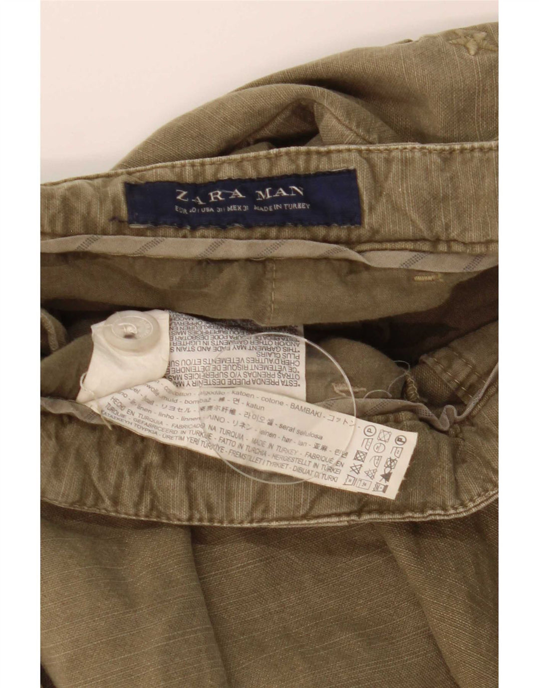 Zara Herre Chino Shorts EU 40 Medium W31 Khaki Bomuld