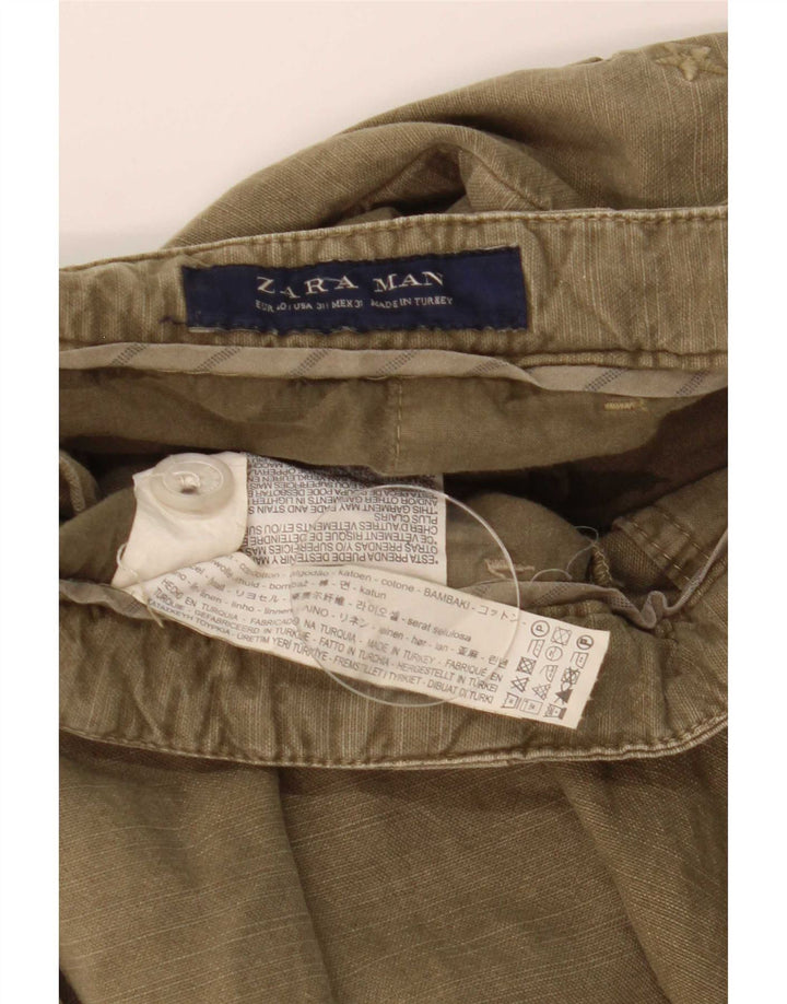 Zara Herre Chino Shorts EU 40 Medium W31 Khaki Bomuld