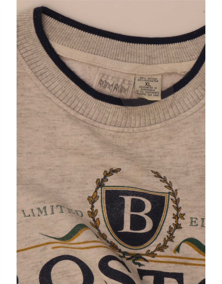 Boston Herre Grafisk Sweatshirt Jumper XL Grå Bomuld