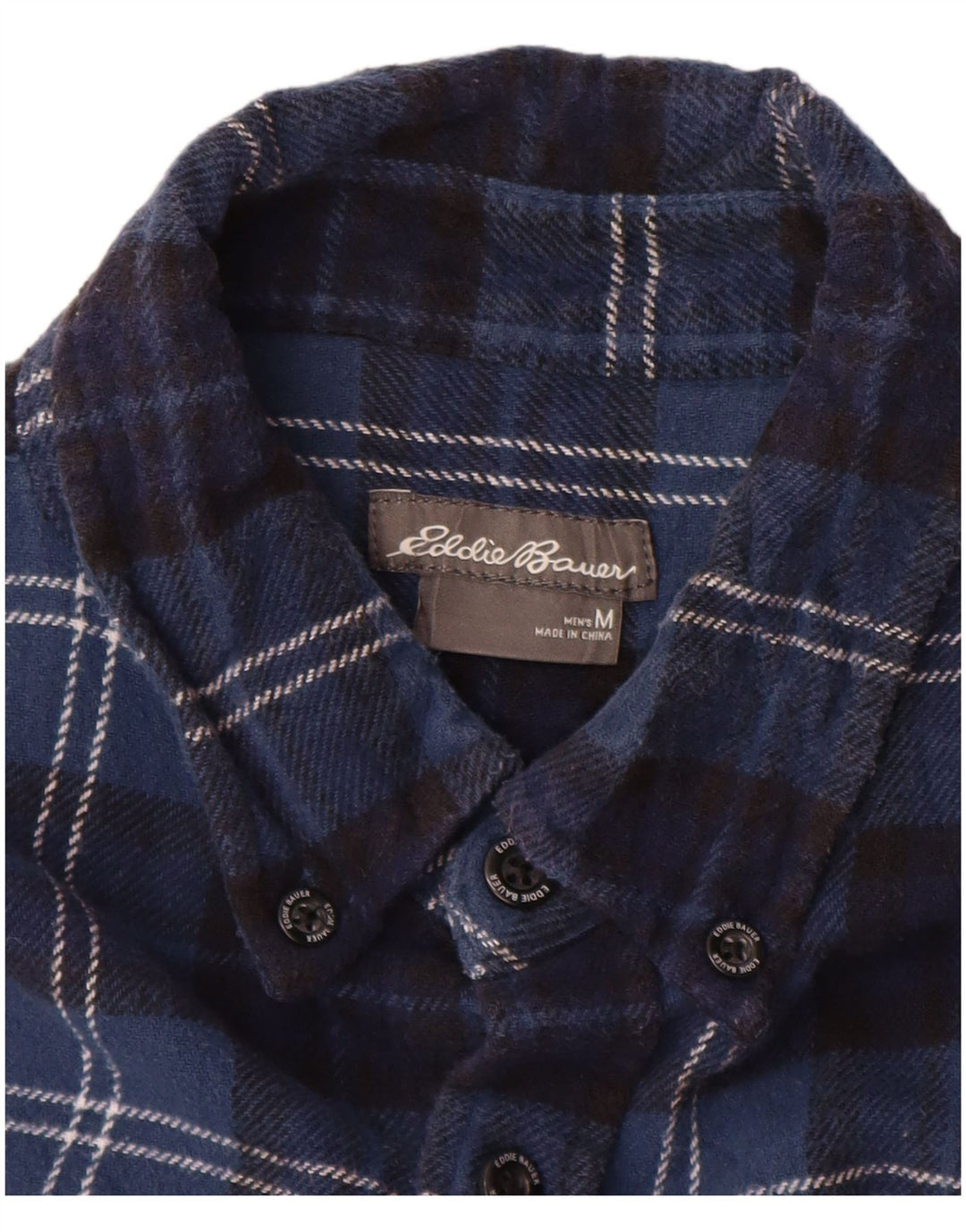 Eddie Bauer Herre Flanellskjorte Medium Navyblå Ternet Bomuld