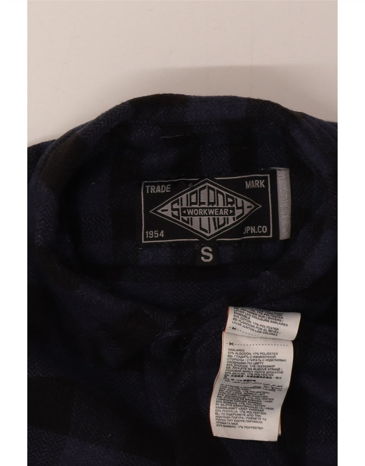Superdry Flanelskjorte til mænd, lille marineblå ternet bomuld