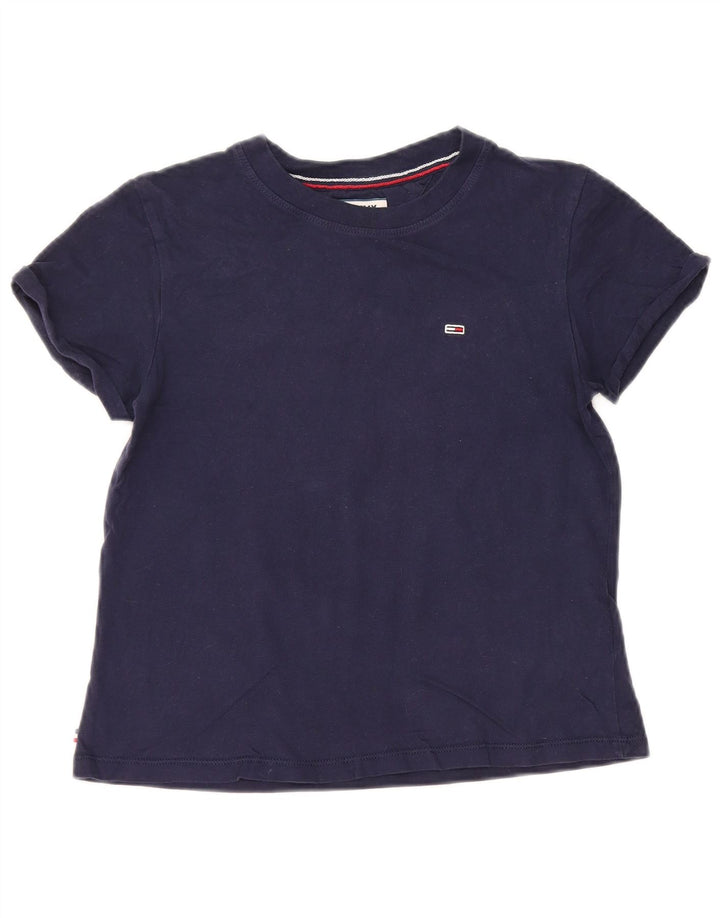 TOMMY HILFIGER Dame Oversized T-shirt Top UK 2 2XS Marineblå Bomuld