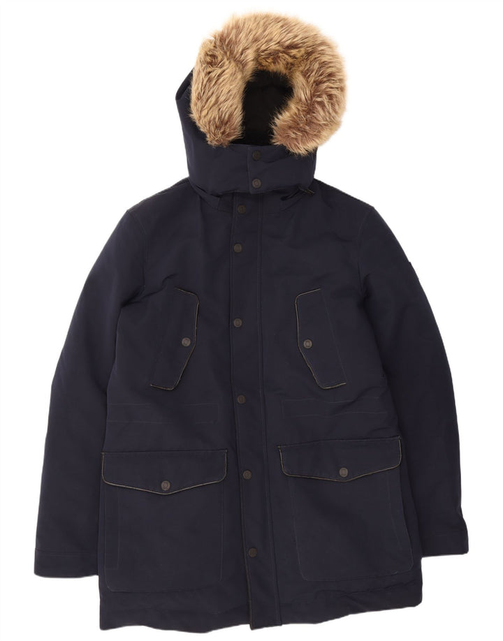 Guess Herre hættepolstret jakke UK 38 Medium Navy Blue Polyester