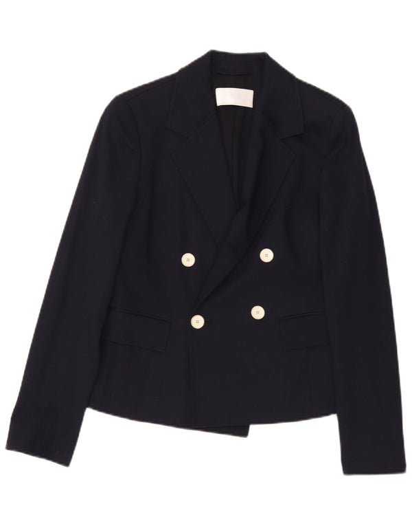 Hugo Boss Dame Dobbeltradet Blazer Jakke UK 6 XS Marineblå Bomuld