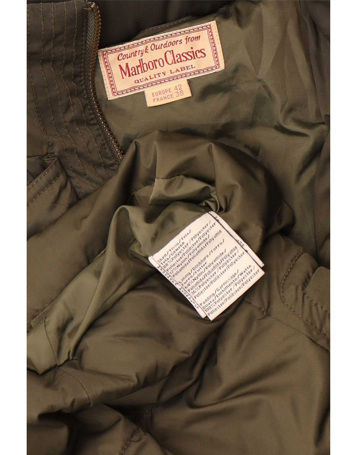 Marlboro Classics Dame Hætte Vatteret Frakke EU 38 Medium Khaki Polyester