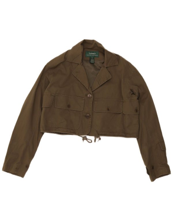 Ralph Lauren Womens Crop Utility Jacket UK 10 Small Khaki Cotton
