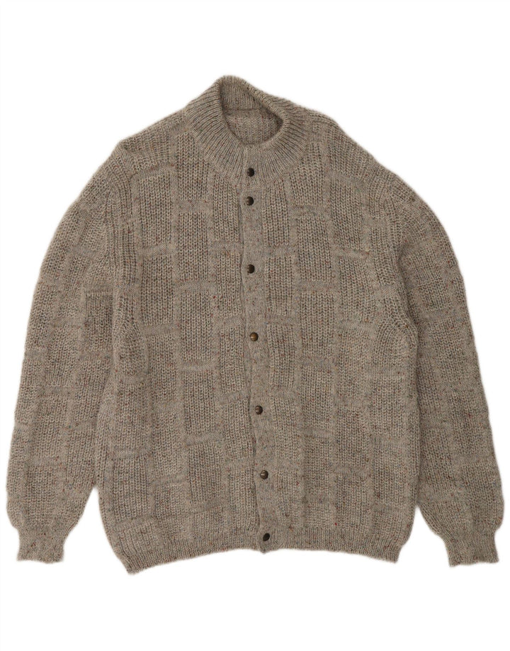 Vintage herre cardigan sweater, stor grå flækket