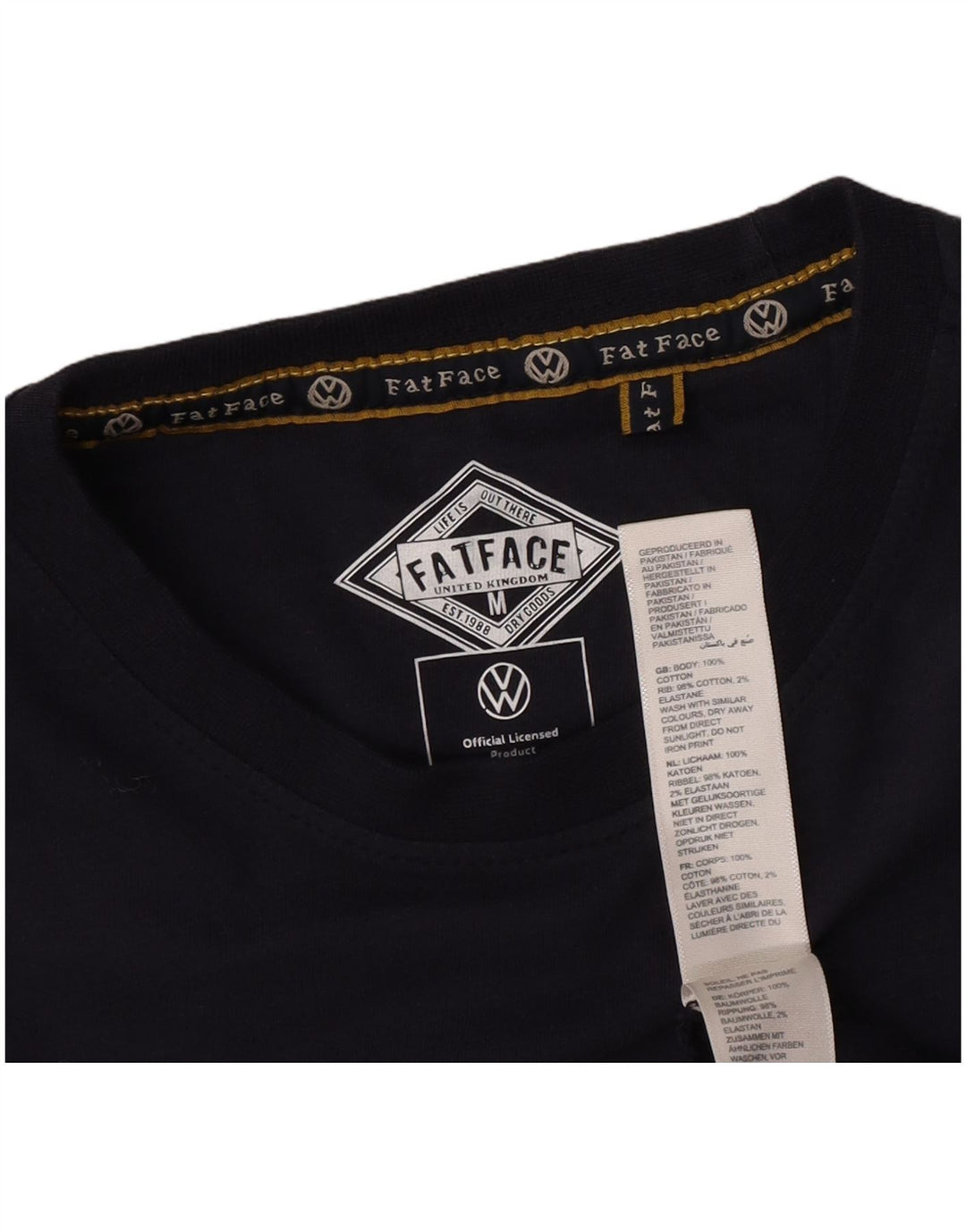 Fat Face Herre grafisk T-shirt Top Medium Marineblå Bomuld