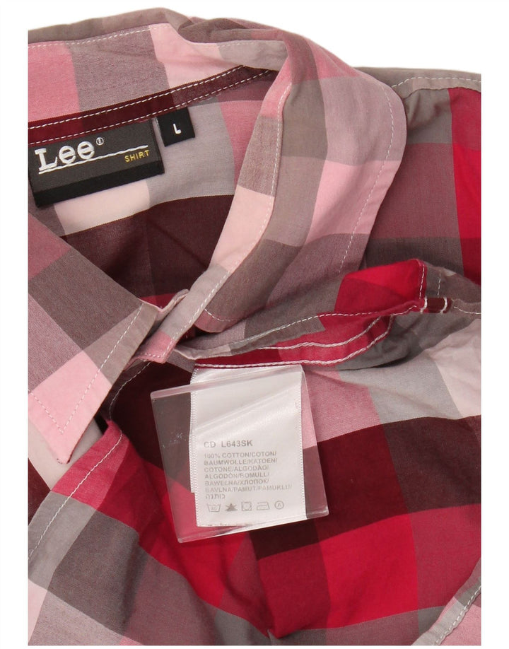 Lee Herreskjorte Stor Pink Gingham Bomuld