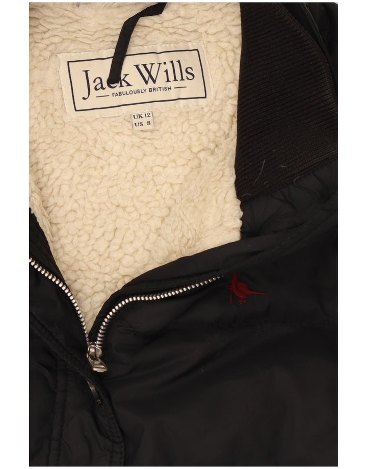 Jack Wills Sherpajakke til kvinder UK 12 Medium Sort Nylon