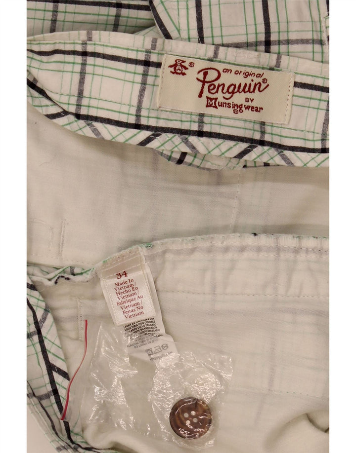 PENGUIN Chino Shorts til mænd W34 Stor hvid ternet bomuld