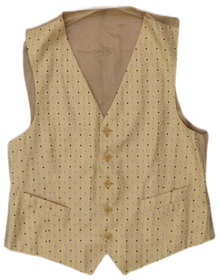 Vintage herrevest IT 50 Medium Beige Geometrisk Silke
