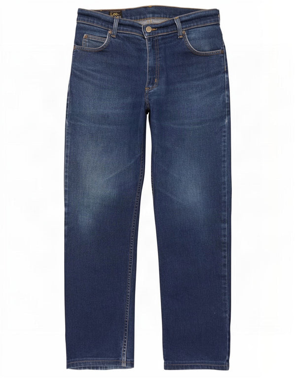 Lee Mens Brooklyn Straight Jeans W34 L29 Blue Cotton