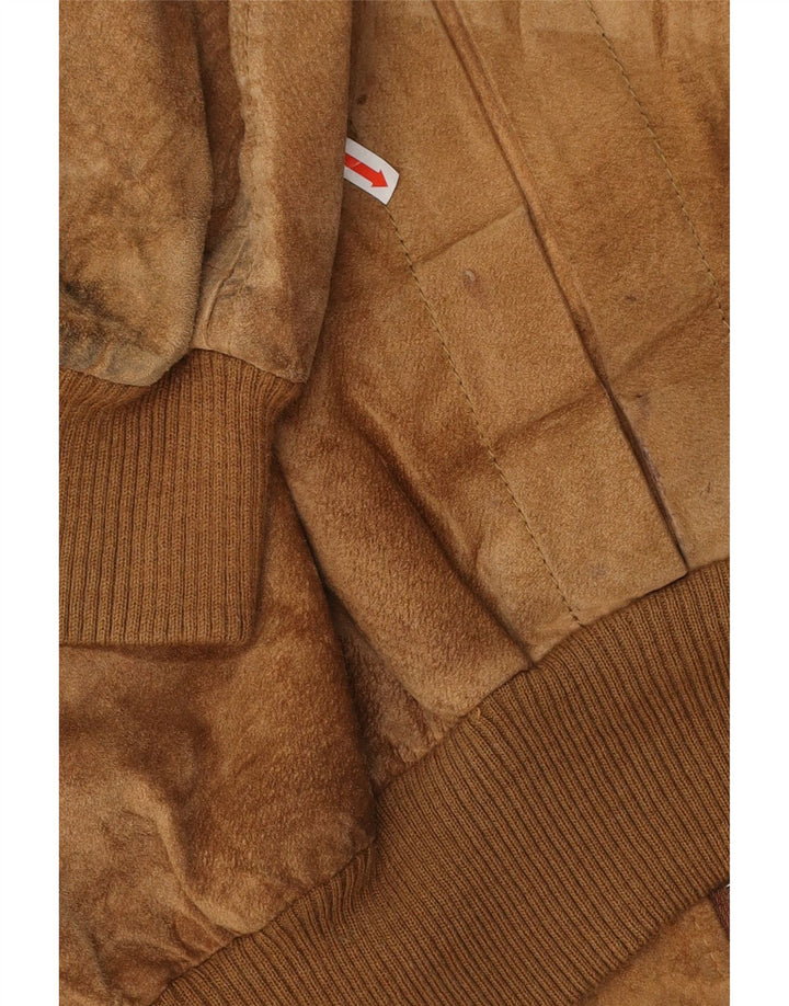Vintage herre ruskind bomberjakke IT 54 2XL Beige
