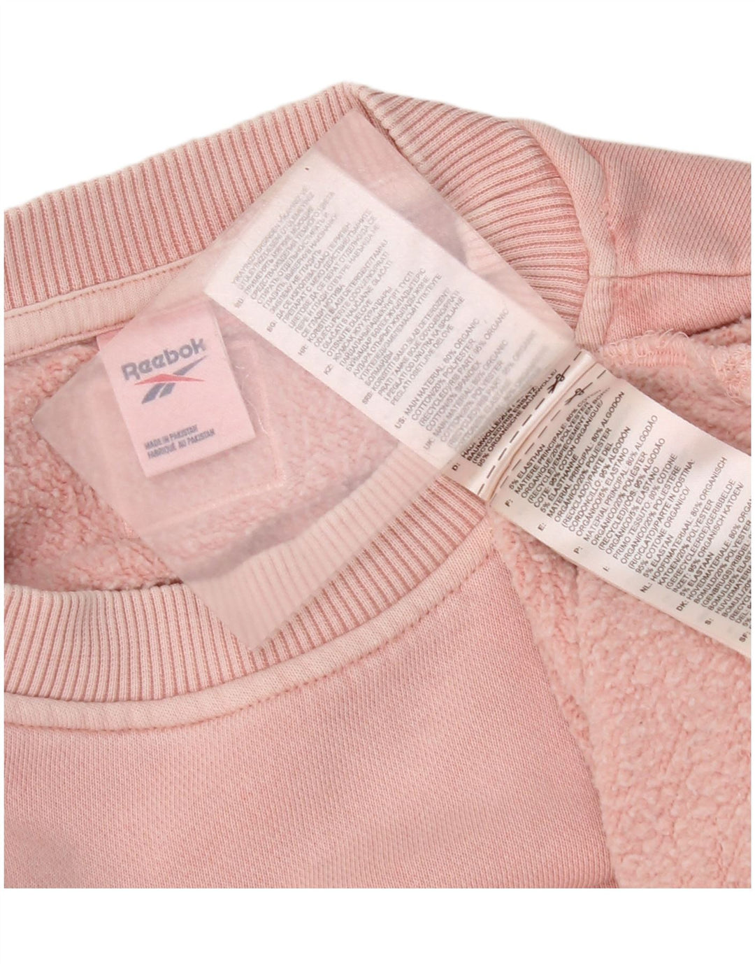 Reebok Womens Crop Oversized Sweatshirt Jumper UK 14 Medium Pink Bomuld