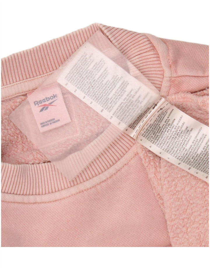 Reebok Womens Crop Oversized Sweatshirt Jumper UK 14 Medium Pink Bomuld