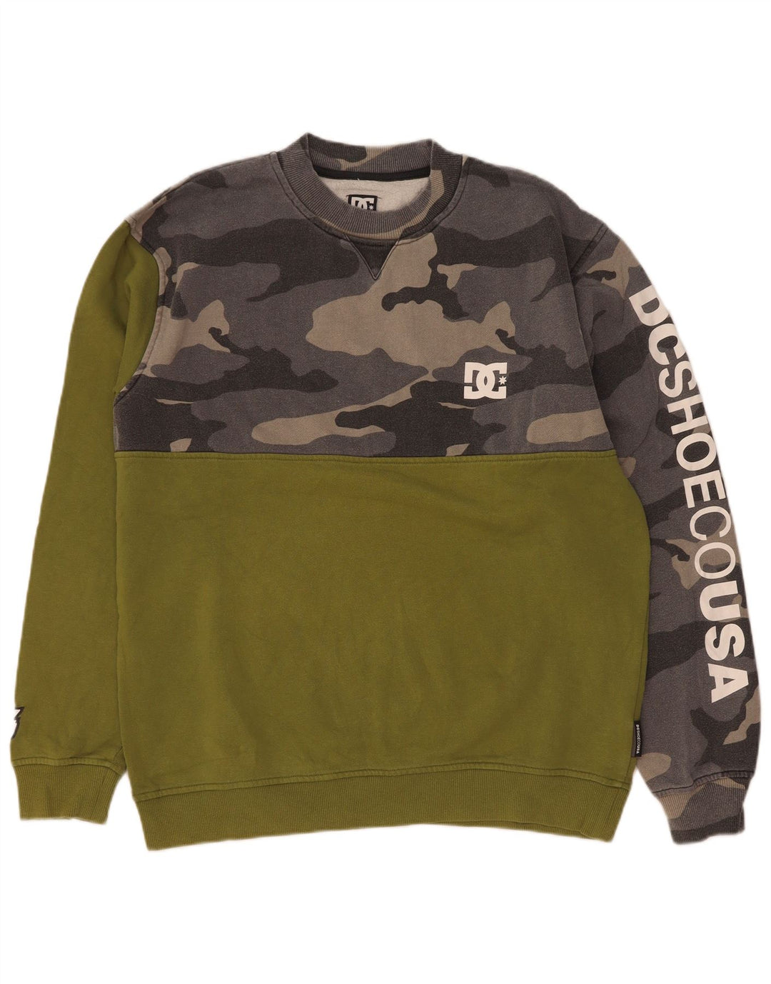 DC Herre Grafisk Sweatshirt Jumper Stor Grøn Camouflage Bomuld