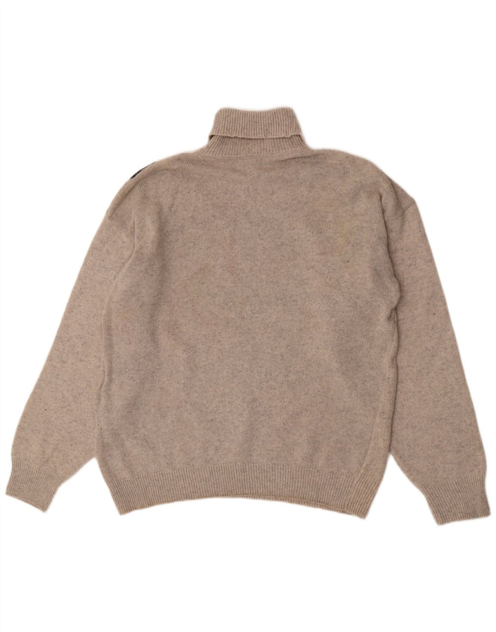 Tom Tino Herre Roll Neck Jumper Sweater IT 50 Medium Grey Argyle/Diamond