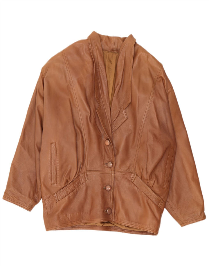 Vintage oversize læderjakke til kvinder UK 18 XL brunt læder