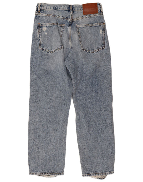 Zara Dame Distressed Straight Jeans EU 38 Small W28 L27 Blue