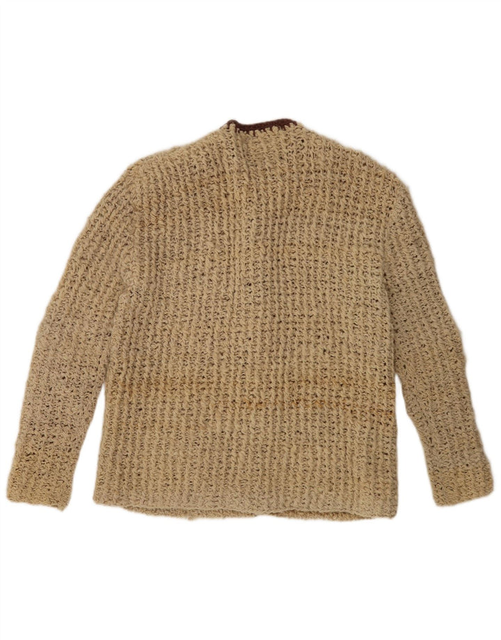 Vintage dame cardigan sweater UK 14 Medium Beige Colourblock