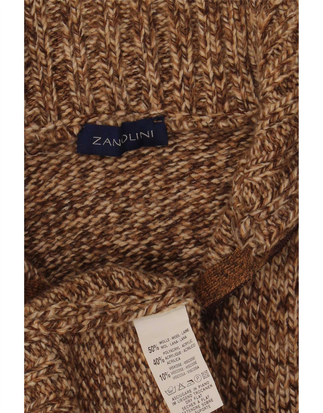 Zanolini Herre lynlås-hals sweater Medium Brun Flecked Uld
