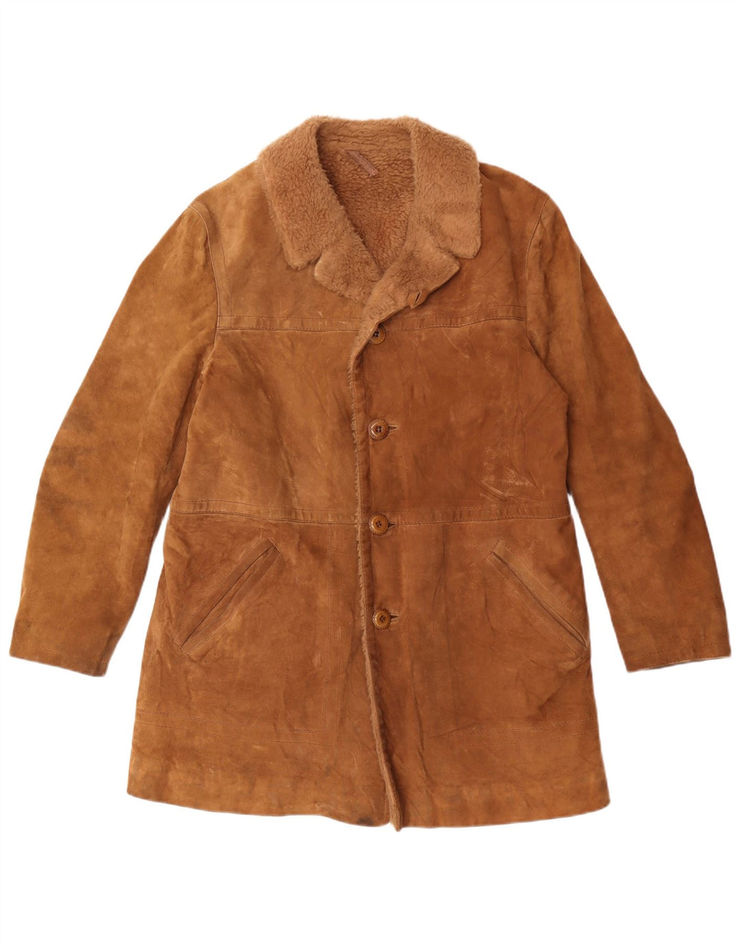 Anfor Herre Sherpa Ruskindsjakke IT 48 Medium Brun Læder