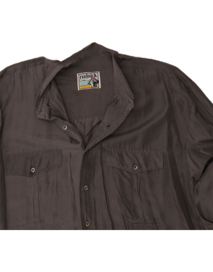 VINTAGE Mens Shirt Large Grey Vintage Vintage and Second-Hand Vintage from Messina Hembry 