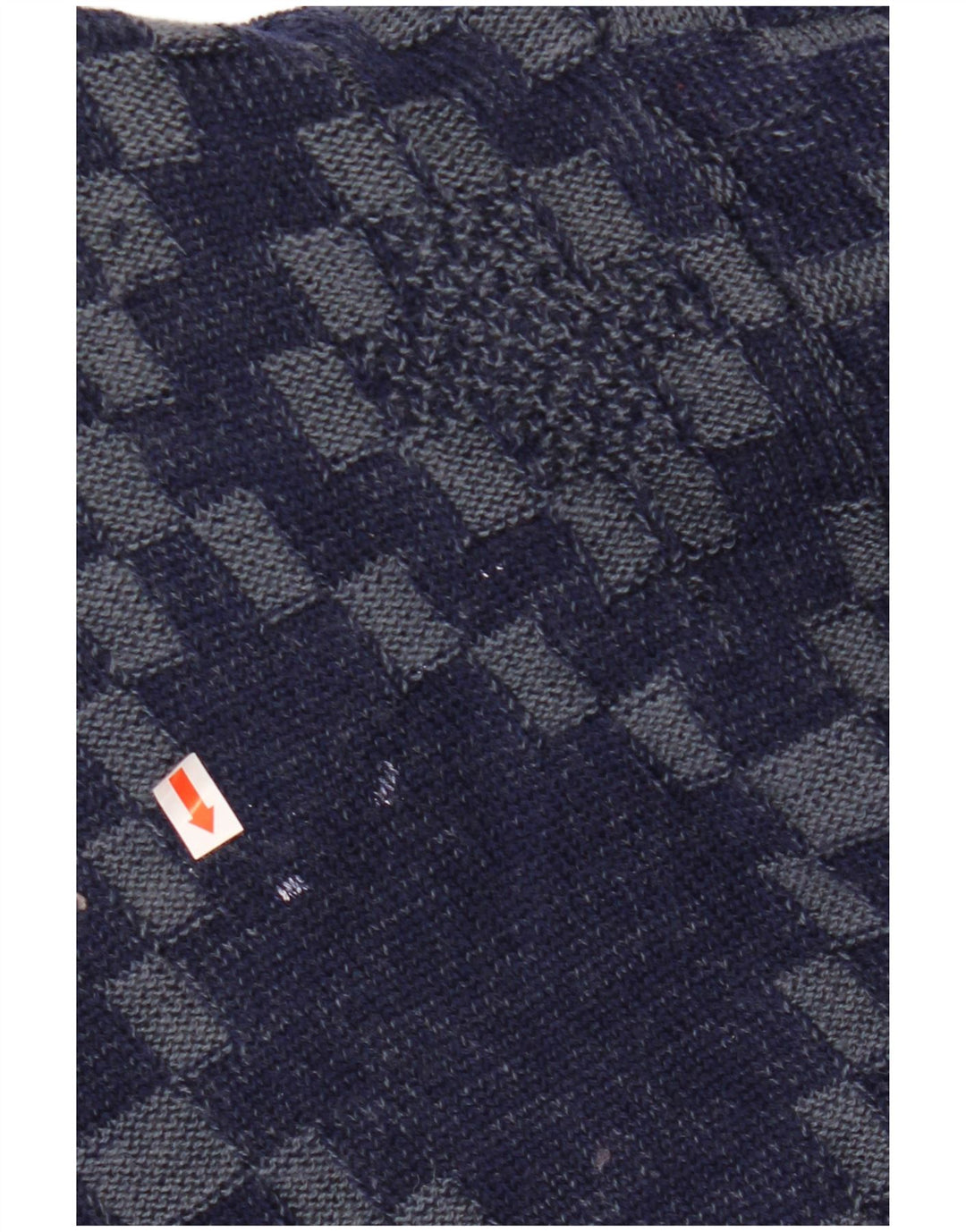 VINTAGE Herre cardigan sweater Stor marineblå geometrisk viskose