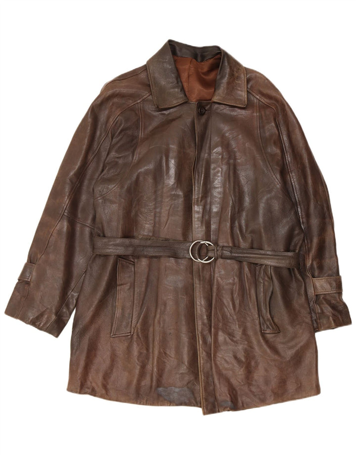 Vintage herre læderjakke UK 42 XL brunt læder