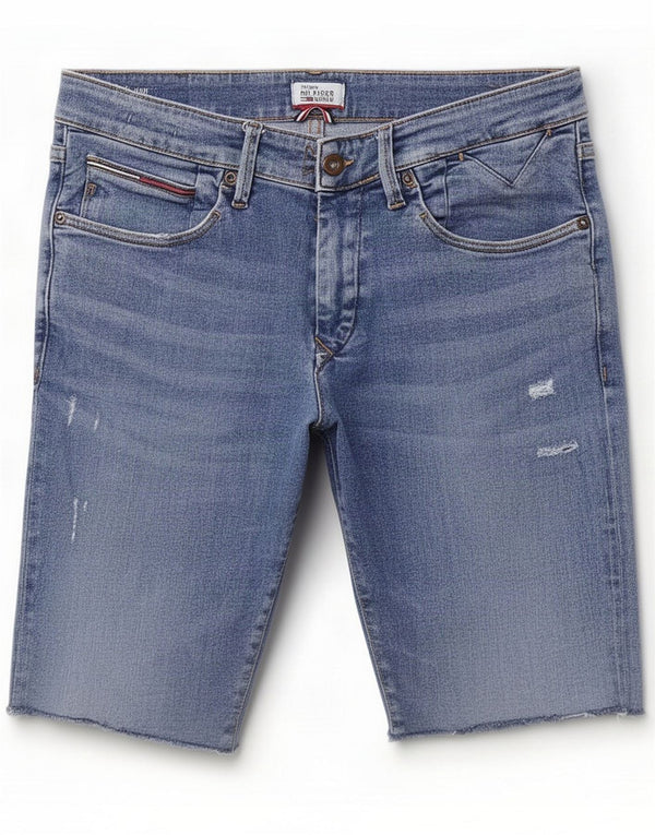 Tommy Hilfiger Herre Scanton Distressed Denim Shorts Medium W33 Blue
