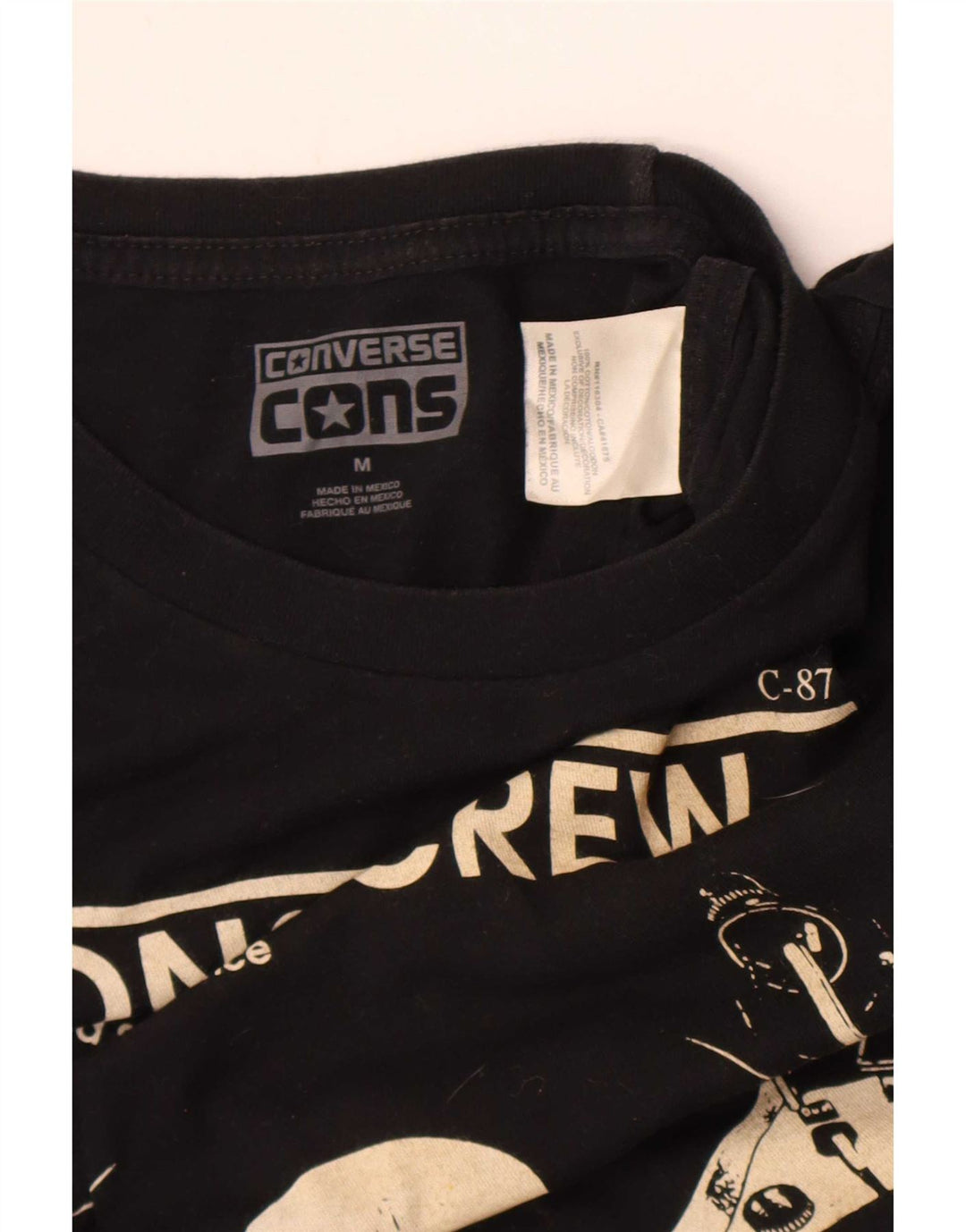 Converse Herre Regular Grafisk T-Shirt Top Medium Sort Bomuld Musik