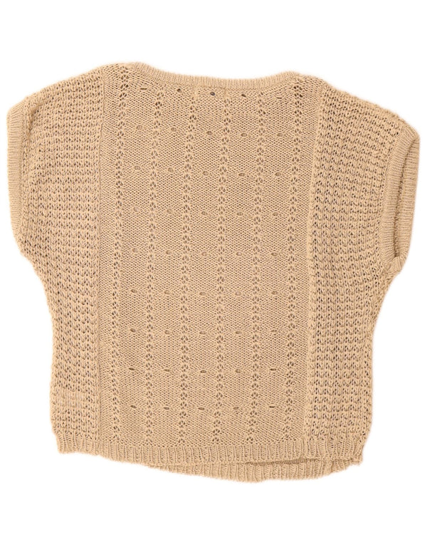 Eksklusiv Dame Loose Fit Vest Tank Top UK 10 Small Beige Polyester