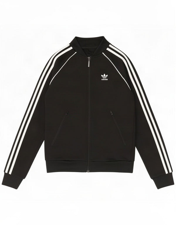 Adidas Womens Tracksuit Top Jacket UK 4 XS Black Polyester