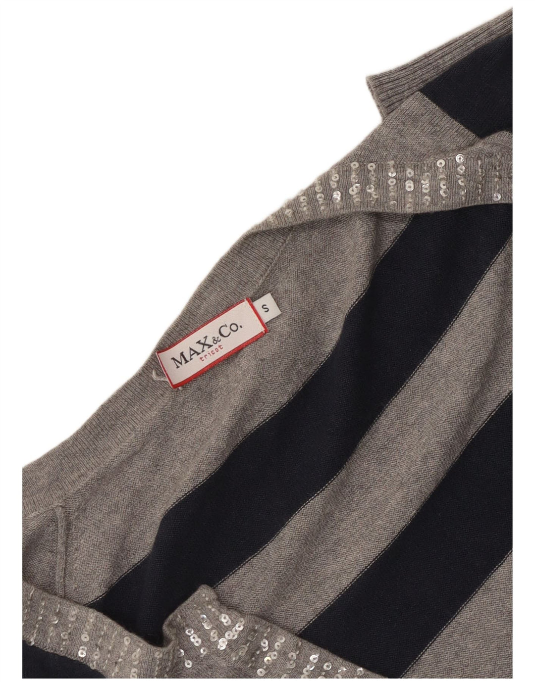 Max & Co. Dame V-hals sweater UK 10 Small Grå Stribet