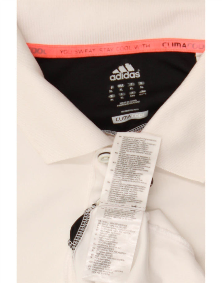 ADIDAS Herre Climacool Polo Shirt XL Hvid Colourblock Polyester