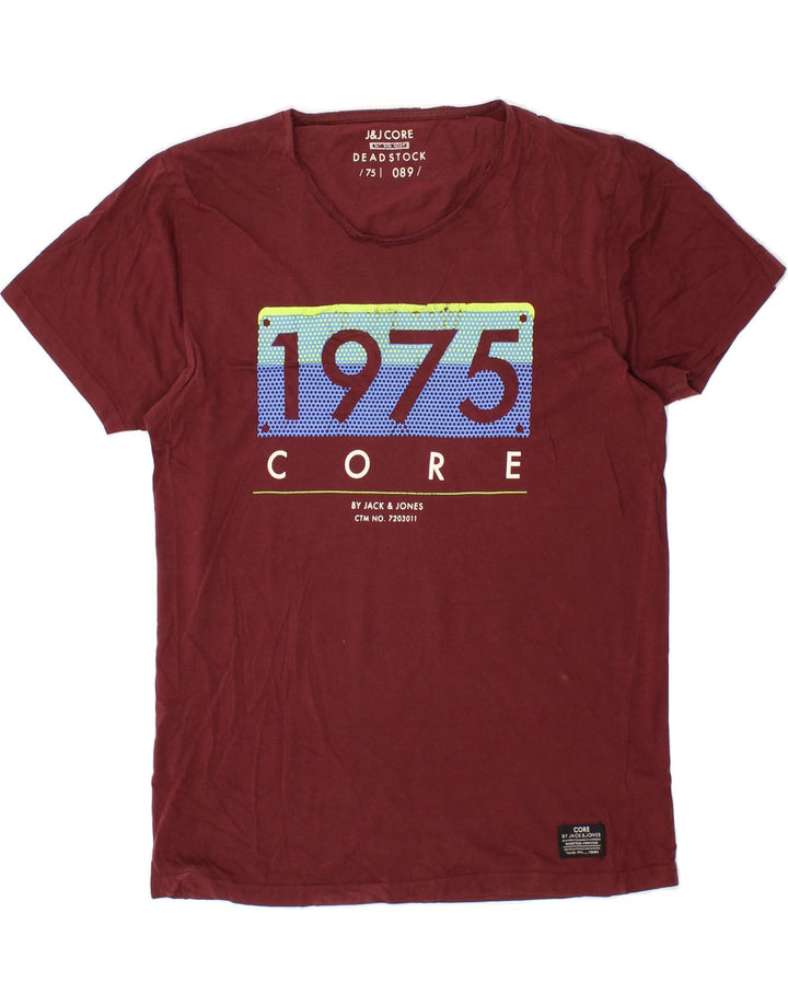 JACK & JONES Mens Graphic T-Shirt Top Medium Maroon Vintage Jack & Jones and Second-Hand Jack & Jones from Messina Hembry 