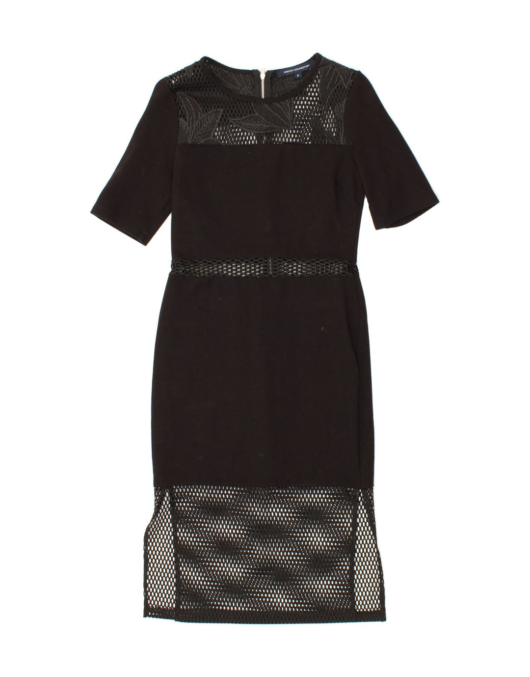 FRENCH CONNECTION Womens Sheath Dress UK 10 Small Black Floral Polyester Vintage French Connection and Second-Hand French Connection from Messina Hembry 