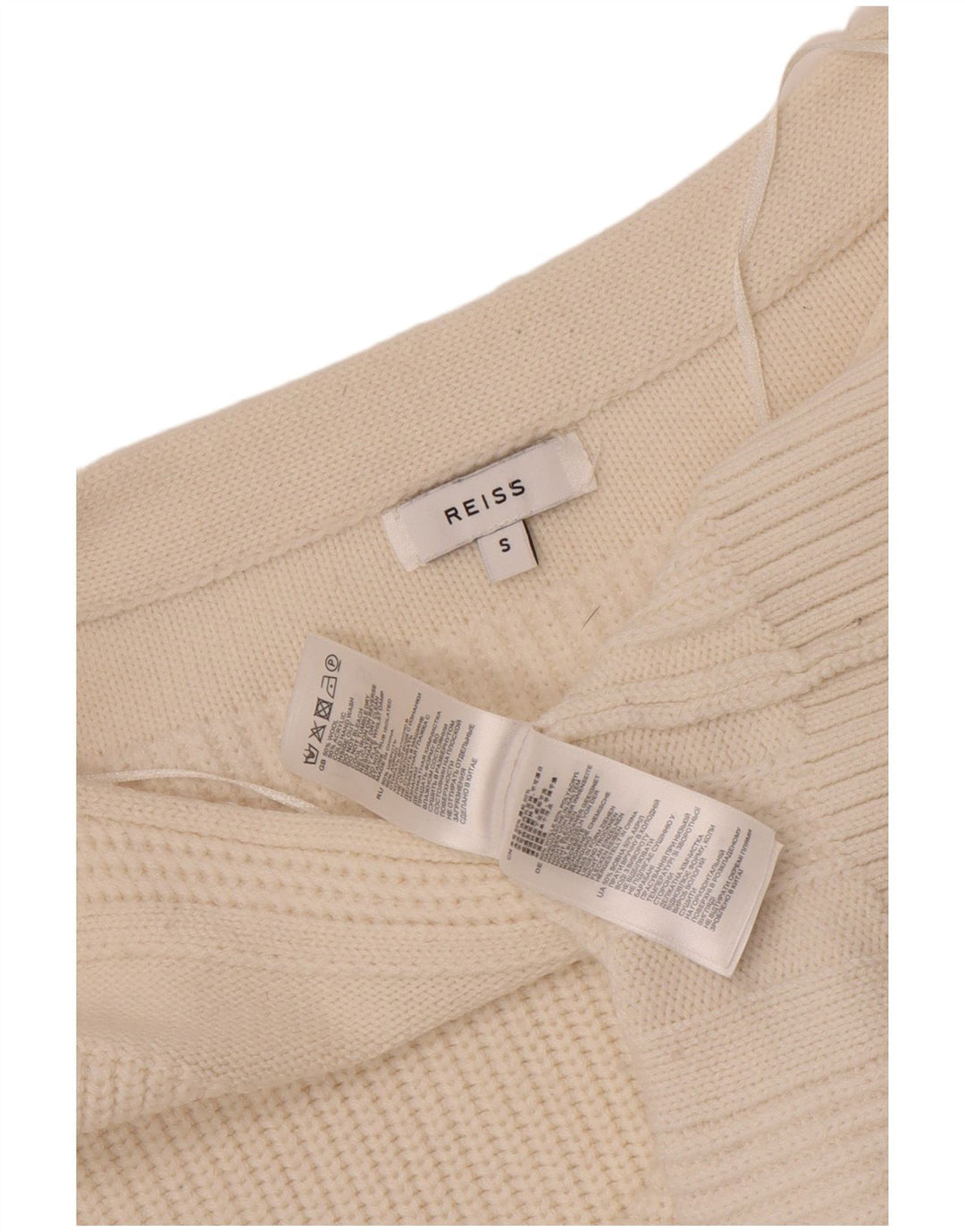 Reiss Dame Oversized Boat Neck Jumper Sweater UK 10 Small White Wool
