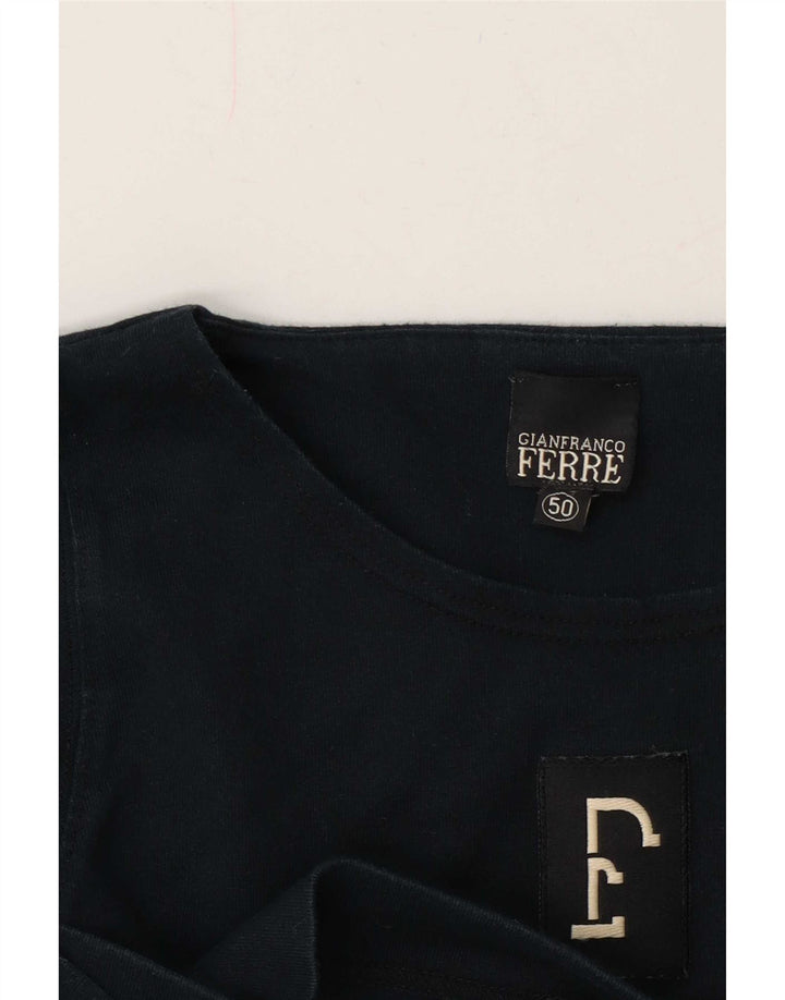 Gianfranco Ferre Herre Grafisk Top Langærmet IT 50 Medium Navy Blue