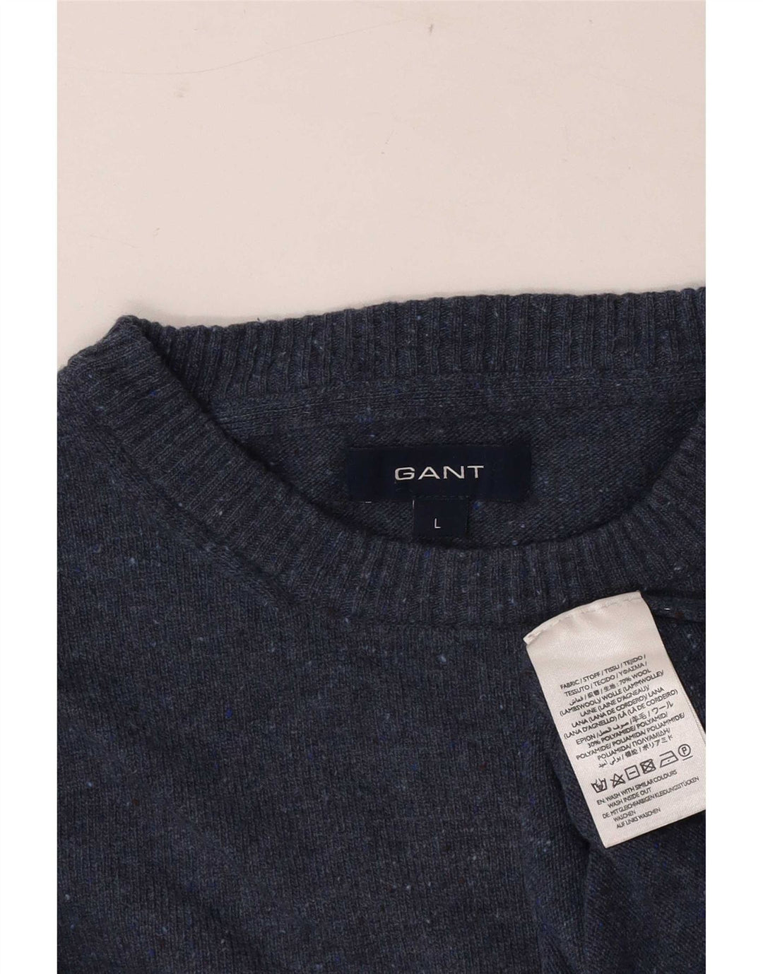 Gant Herre Crew Neck Jumper Sweater Large Blue Flecked Uld