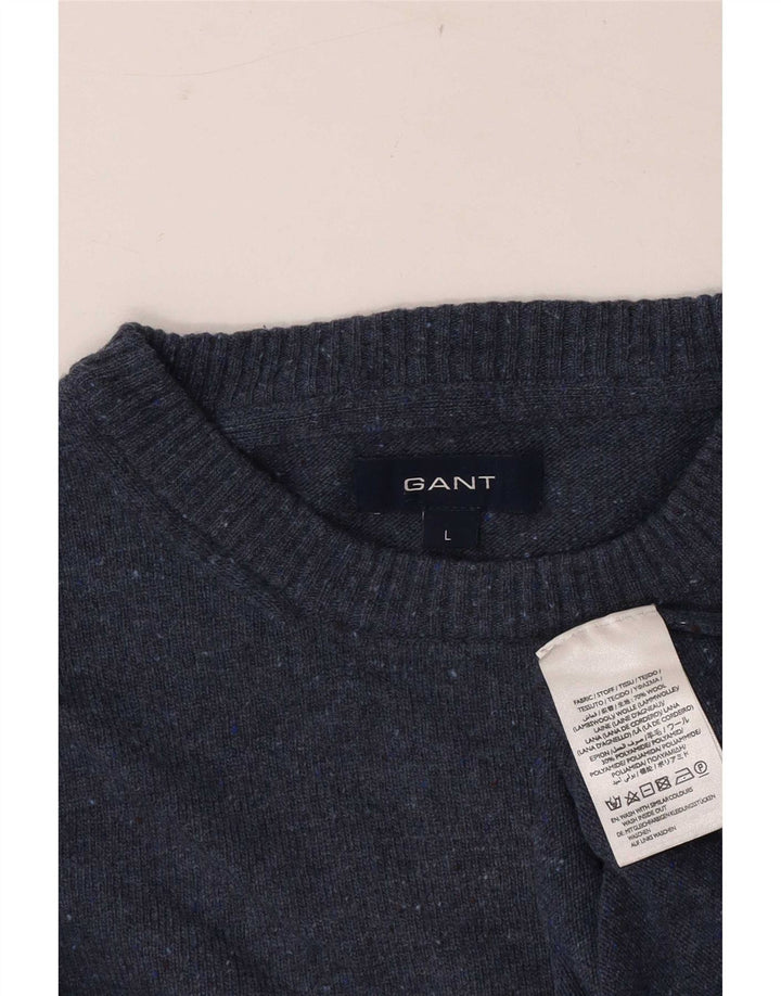 Gant Herre Crew Neck Jumper Sweater Large Blue Flecked Uld