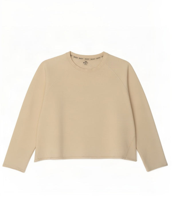 Marks & Spencer Dame Crop Bluse Top UK 20 2XL Beige Bomuld