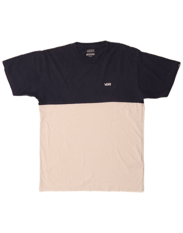 Vans Herre Classic Fit T-Shirt Top Medium Blue Colourblock Bomuld