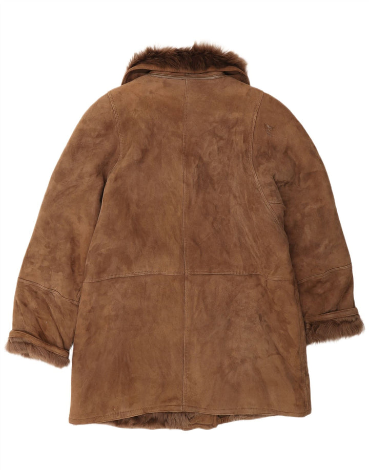 Vintage Dame Shearling Jacket IT 46 Large Brown Classic